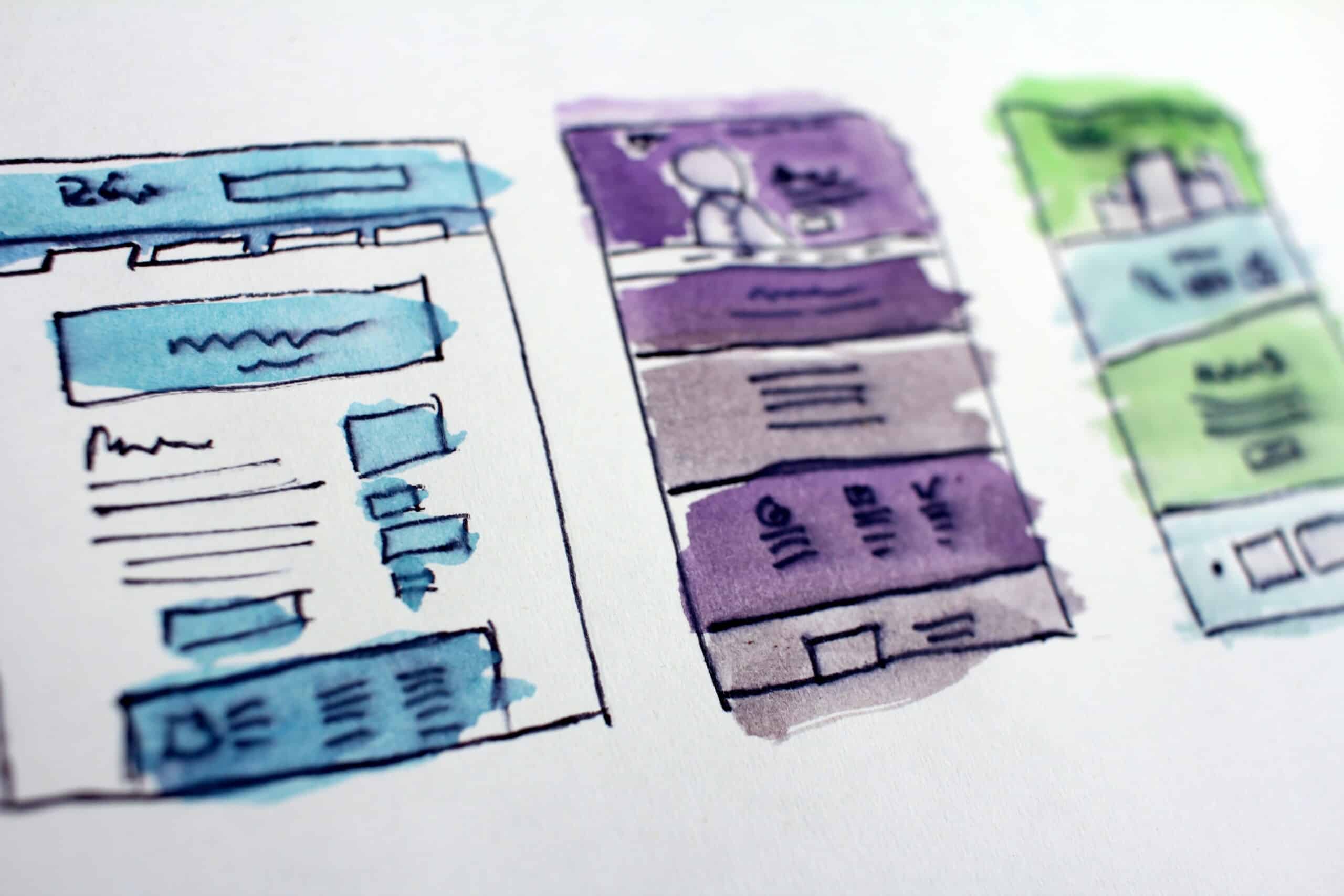 An innovative watercolor sketch of a company's web page.