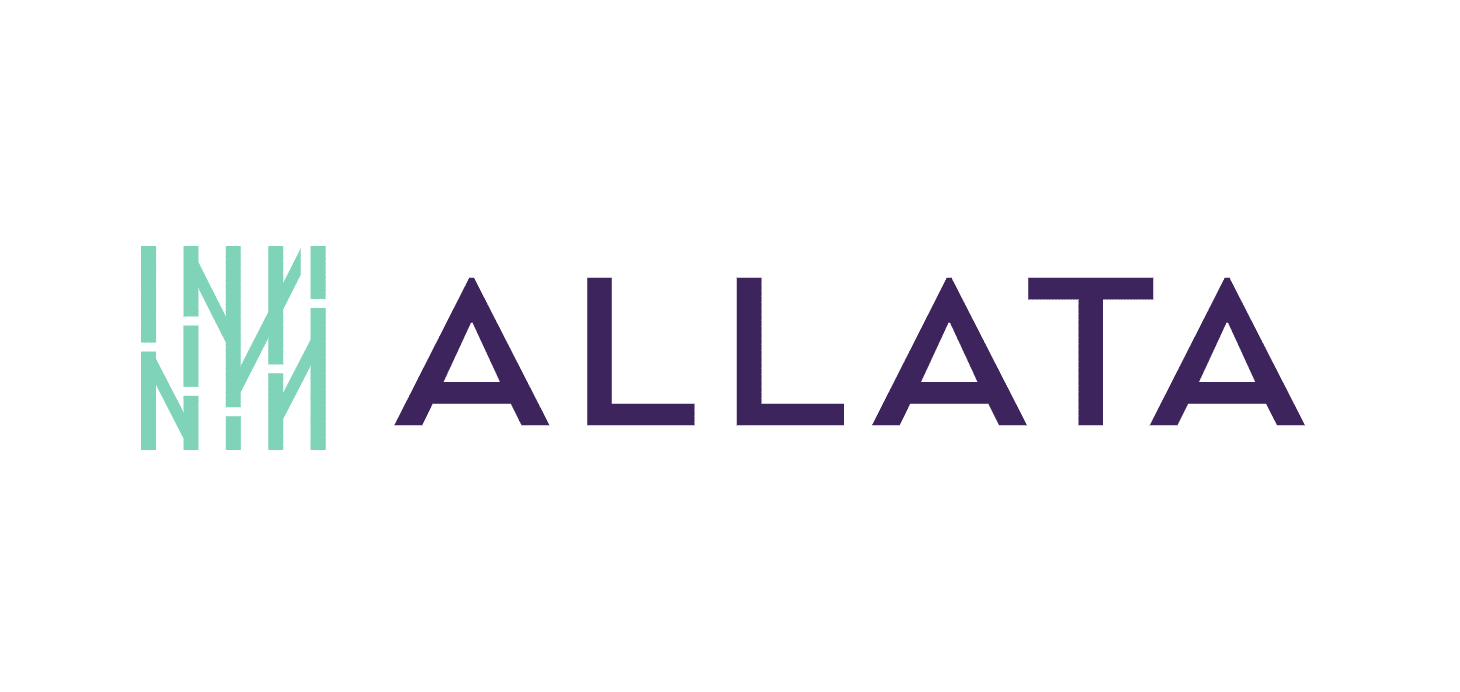 The allata logo, representing a company driven by tech innovation, on a white background.