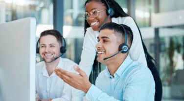 A strategic company consulting group working in a call center.